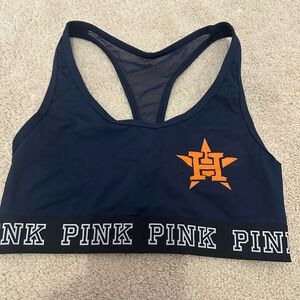 ❤️PINK Victoria's Secret Navy Sports Bra with Houston logo❤️